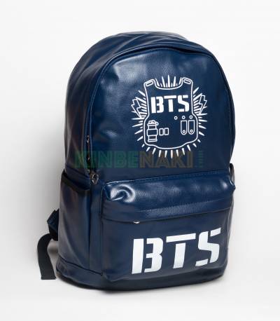 BTS PU Leather Blue Backpack