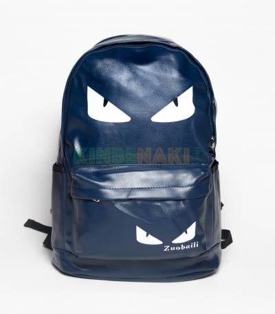 Eye Print Blue PU Leather Backpack