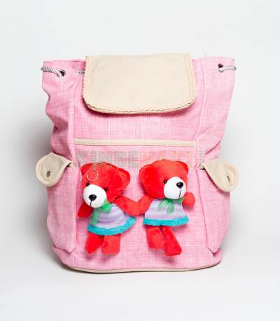 Two Cute Bear Dark Pink Girls Backpack