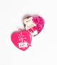 Heart Shape Dark Pink Gift Box With Flower And Teddy Bear (Medium)