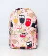 Multicolor Owl Light Pink Girls Backpack
