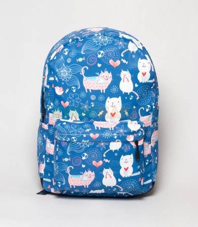 Cutie Cat Light Blue Girls Backpack