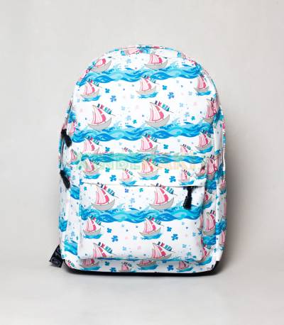 River View White & Sky Blue Girls Backpack