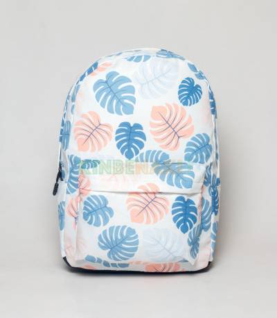 Multicolor Leaf White Girls Backpack
