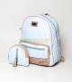 JJ Fashion Sky Blue & White Small Stripe Girls Mini Backpack