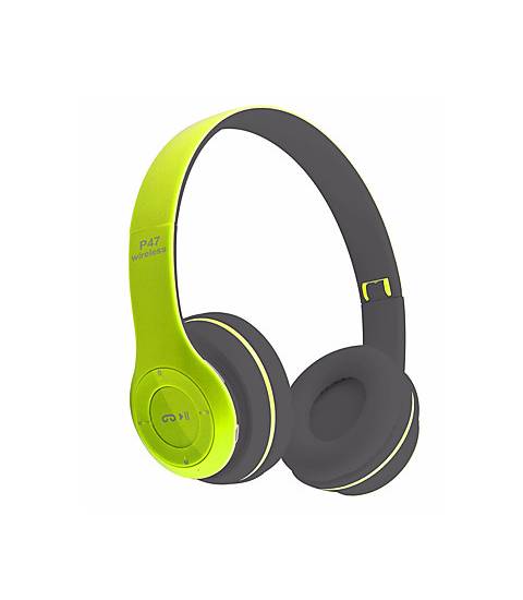 P47 - Wireless Bluetooth Headphone TF card Support and FM radio Light Green Color