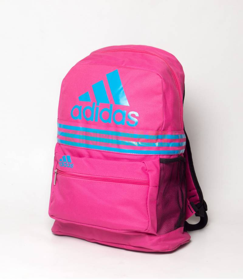 pink and blue adidas backpack