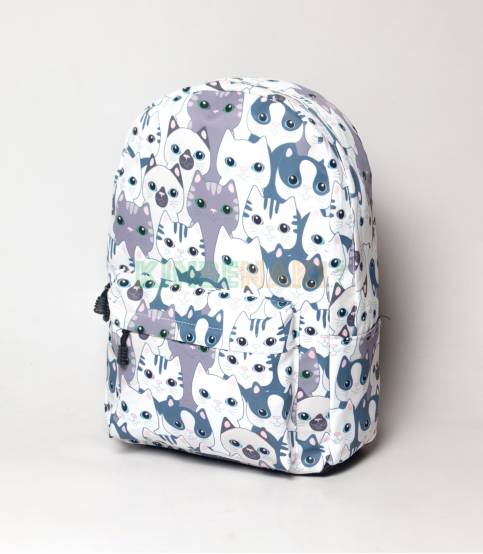Multicolor Cat Light White & Purple Girls Backpack