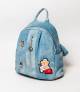 Denim Design Cute Teddy Bear Sky Blue Girls Mini Backpack V2