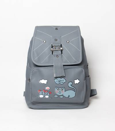 Cat & Bird Yunuo Gray Color Girls Backpack