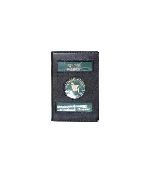 Leather Passport Cover Holder (Black)