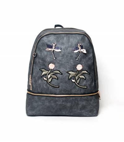 Flower Black Color Backpack
