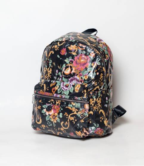 Fortune Back & Multicolor Flower Design Girls Mini Backpack