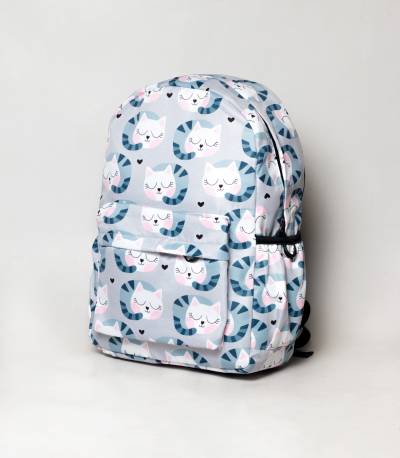 Cute Cat Gray & White Girls Backpack