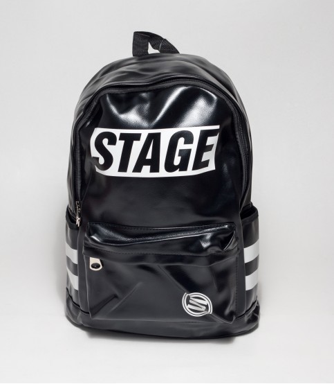 Stage Black Rexine Backpack