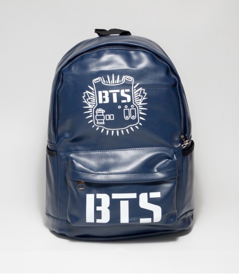 BTS Dark Blue Color Rexine Backpack