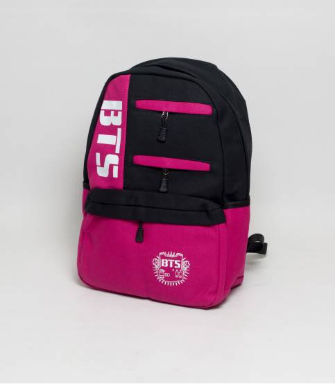BTS Black And Pink Color Fabrics Backpack