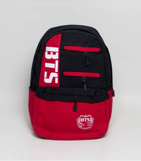 BTS Black And Red Color Fabrics Backpack