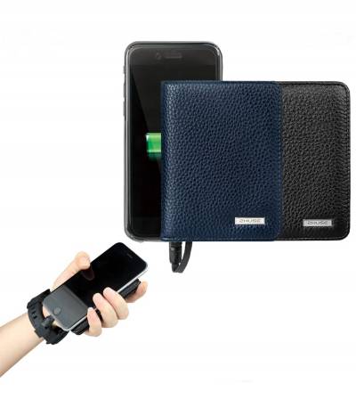 ZHUSE Original Leather Wallet And 4000mAh Power Bank