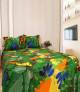 Home Tex Green and Red Leaf Bedsheet