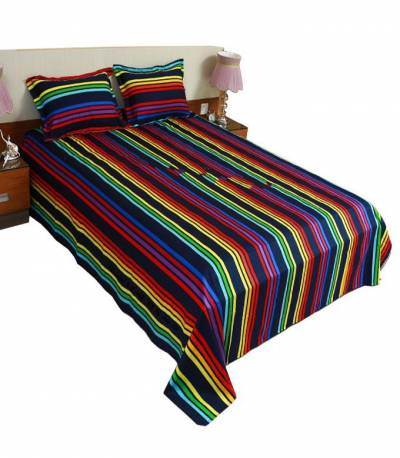 Home Tex Dark Blue And Red Step Bedsheet