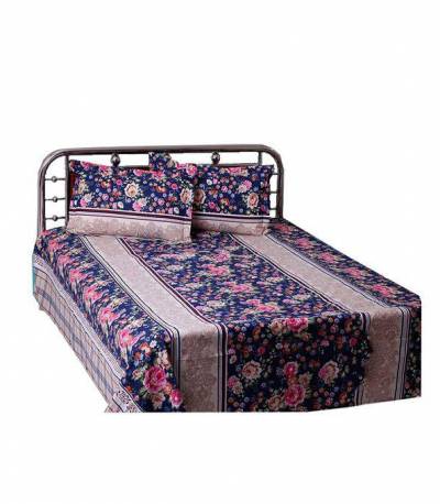 Home Tex Blue And Gray Flower Bedsheet