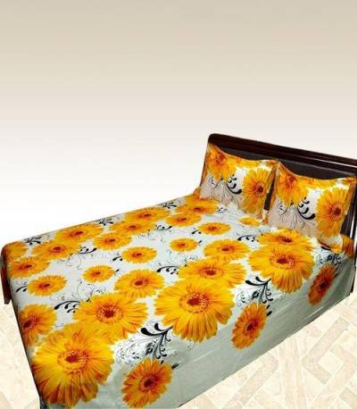 Home Tex Off White And Yellow Flower Bedsheet