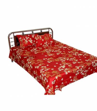 Home Tex Jasmine Flower Red Bedsheet