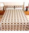 Home Tex Off White And Chocolate Round Step Bedsheet