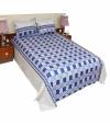Home Tex Off White And Blue Round Step Bedsheet