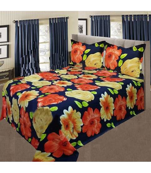 Home Tex Blue Flower Bedsheet