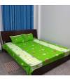 Home Tex Cotton White And Green Flower Bedsheet