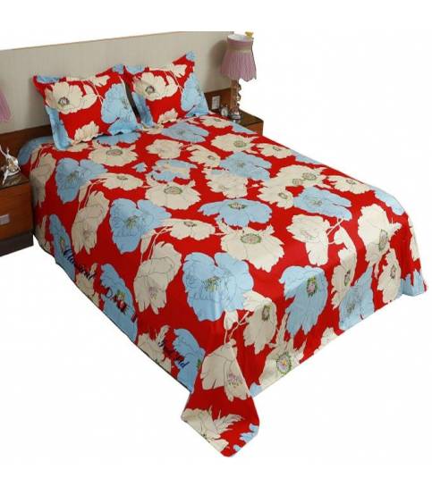 Home Tex Sun Flower Red Bedsheet